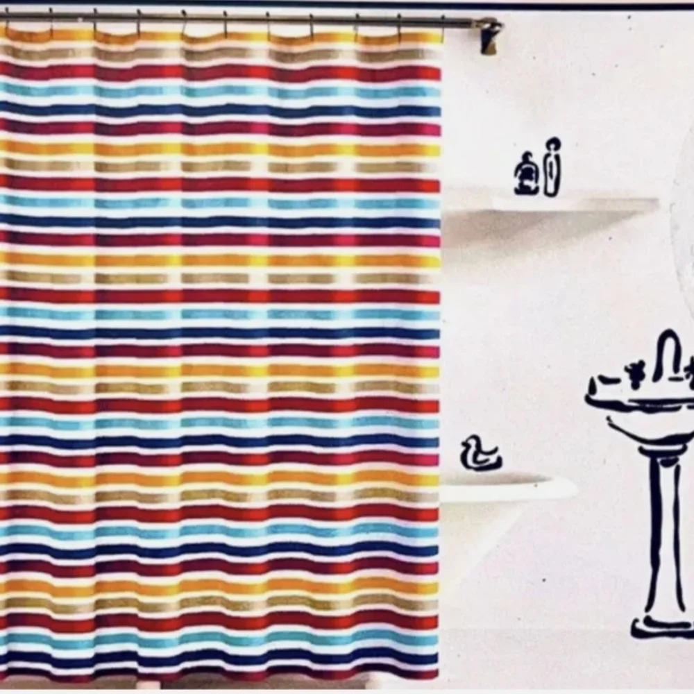 Kate Spade ♠️ Fabric Shower Curtain Painted Stripe •New in Package• - Picture 6 of 6